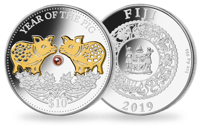 Monnaie de 10 Dollars en argent pur «Année du Cochon» 2019